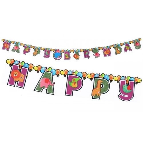 Girlanda brokatowa urodzinowa Happy Birthday Mk-Trade HB-877 zwierzęta