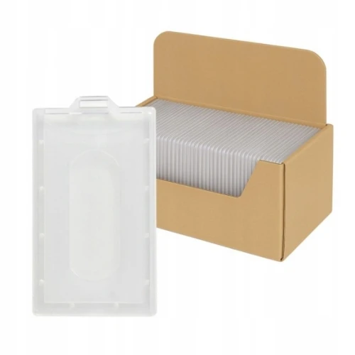 Identyfikator HOLDER 90x55 pionowy OPUS O.BADGE HOLDER VERTICAL z taśmą czerwoną 1szt.