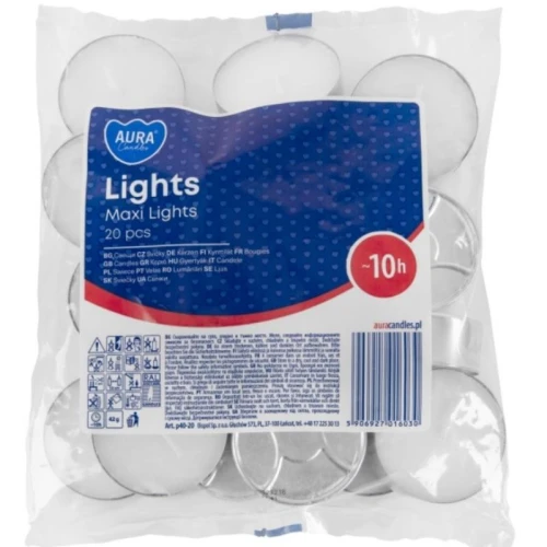 Podgrzewacze Bispol P40 Tealight 10h 20 sztuk w folii