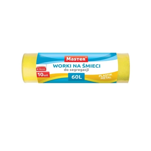 Worki na śmieci 60L LDPE MASTER do segregacji żółte 10szt.
