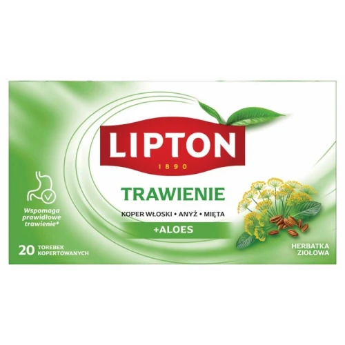 Herbata ziołowa kopertowana LIPTON FUNCTIONAL TRAWIENIE koper włoski z anyżem i miętą + aloes z zawieszką 20szt.