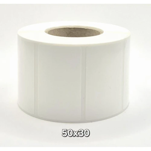 Etykiety na rolce foliowe PP 50x30mm białe 1000 etykiet