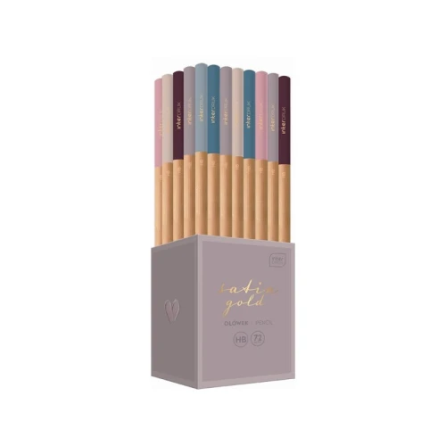 Ołówek drewniany z gumką HB INTERDRUK SATIN GOLD MIX wzorów 1szt.