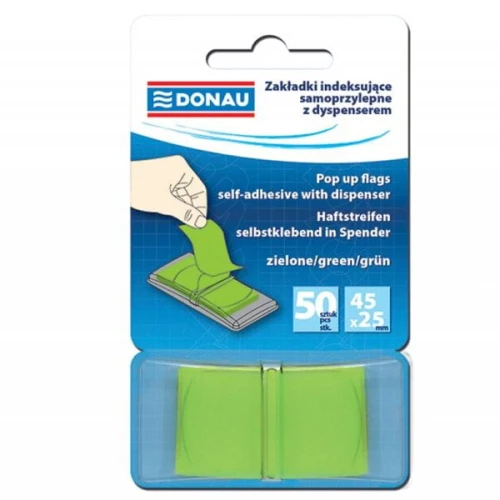 Zakładki indeksujące PP 25x45mm 50szt. Zielone DONAU /7558001PL-02/