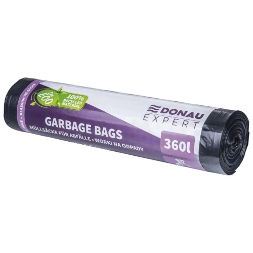 Worki na śmieci 360L LDPE 35µm DONAU EXPERT czarne 10szt.