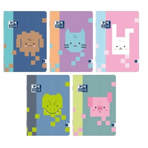 Zeszyt A5/32 kratka posiada adresówkę okładka SOFT TOUCH OXFORD ZOO BLOCKS mix wzorów i kolorów 1szt.