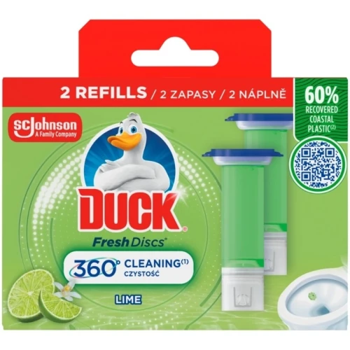 Krążek żelowy do toalety DUCK FRESH DISC LIME urządzenie + zapas 1szt
