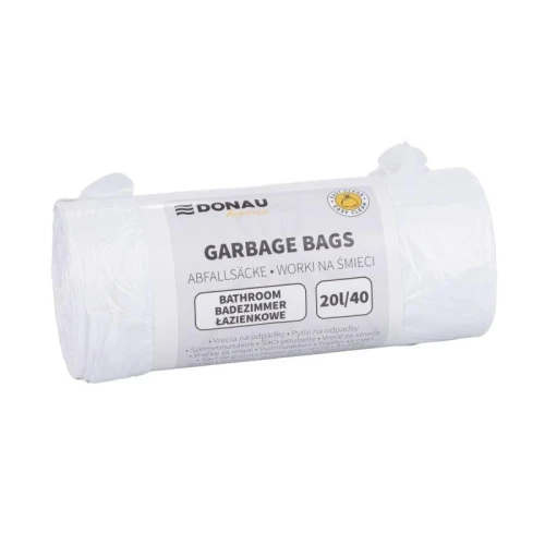 Worki na śmieci 20L HDPE 7µm DONAU HOME łazienkowe białe 40szt.