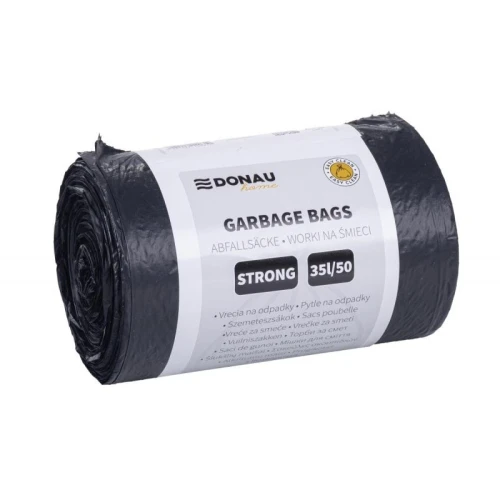 Worki na śmieci 35L LDPE 20µm DONAU HOME mocne czarne 50szt.