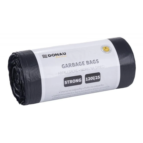 Worki na śmieci 120L LDPE 28µm DONAU HOME mocne czarne 25szt.