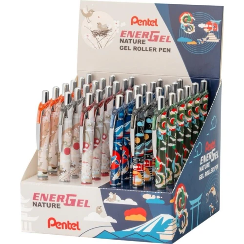 Pióro kulkowe automatyczne żelowe PENTEL ENERGEL NATURE BL77NA mix wzorów obudów kolor wkładu niebieski 1szt.