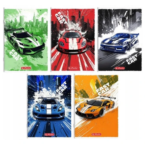 Zeszyt A5/32 kratka 70g z marginesem posiada adresówkę okładka lakierowana HERLITZ FAST CAR mix wzorów 1szt.