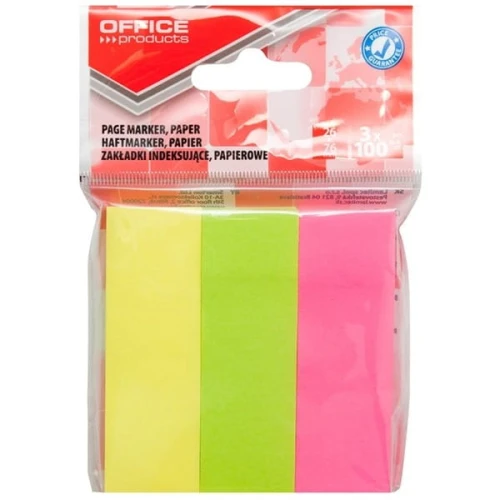 Zakładki indeksujące 26x76mm 3x100szt. OFFICE PRODUCTS mix kolorów /14215639-99/