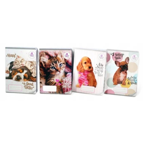 Zeszyt A5/16 kratka 70g posiada adresówkę okładka lakierowana BENIAMIN THE SWEET PETS mix wzorów 1szt.