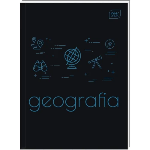 Brulion tematyczny A5/80 kratka 70g z marginesem INTERDRUK geografia czarny 1szt.