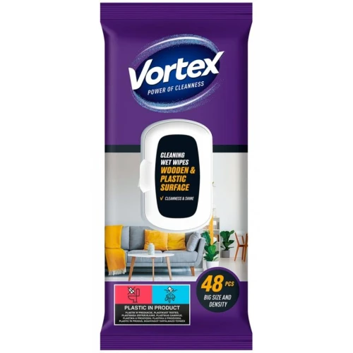 Chusteczki nawilżane VORTEX do mebli z klapką 48szt.
