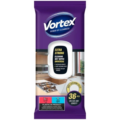 Chusteczki nawilżane VORTEX uniwersalne EXTRA STRONG z klapką 36szt. /BS-VR-662757/