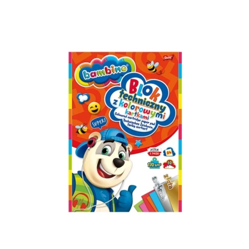 Blok techniczny kolorowy A4/170g 10 kartek BAMBINO 1szt.