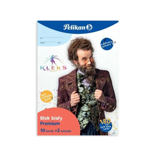 Blok kreatywny biały Pelikan Kleks 10 kartek 180g +2 tutoriale