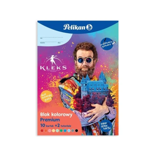 Blok kreatywny kolorowy Pelikan Kleks 10 kartek + 2 tutoriale