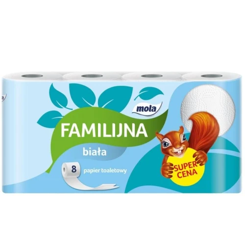 Papier toaletowy biały 2-warstwowy 2x15g 15,53m MOLA FAMILIJNA 8szt.