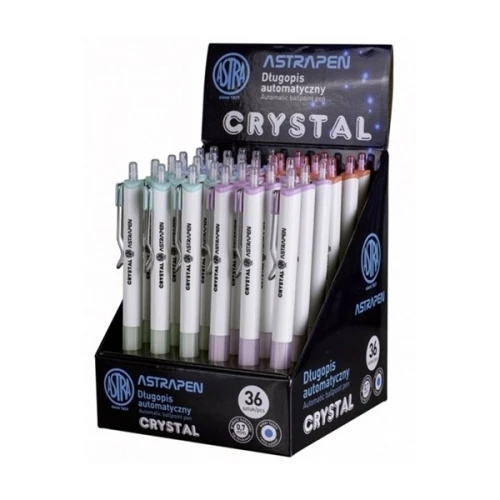 Długopis automatyczny z gumowym uchwytem ASTRA ASTRAPEN CRYSTAL 0,6mm mix wzorów wkład niebieski 1szt.