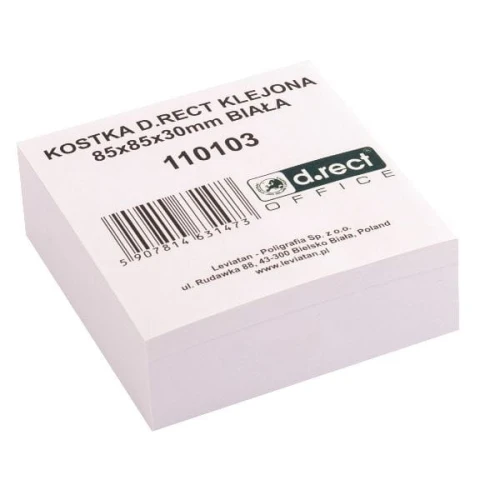 Kostka biurowa biała klejona 85x85x30mm D.RECT 1szt /110103/