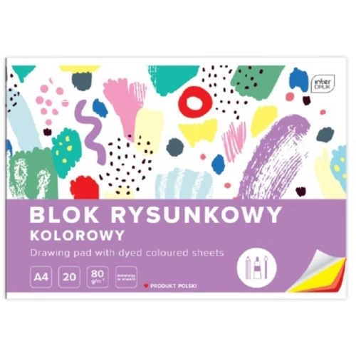 Blok rysunkowy kolorowy A4/80g 20 kartek barwiony w masie INTERDRUK 1szt. /BLRK/