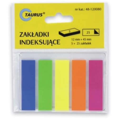 Zakładki indeksujące 12x45mm PP 5x25szt. TAURUS 48-120080 neonowe 125szt. /TT00670/