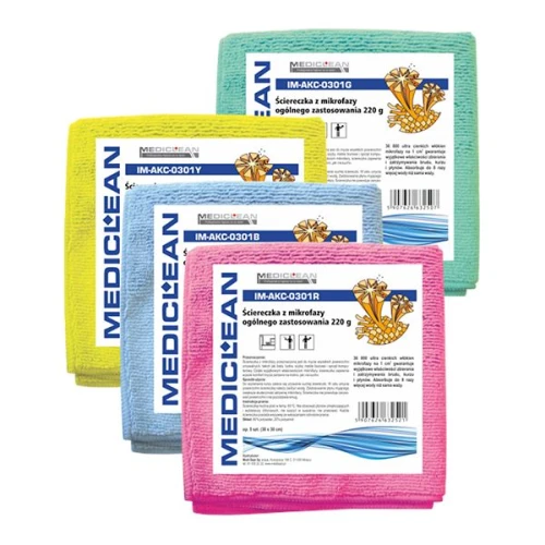 Ściereczka z mikrofazy 30x30cm 220g zielona MEDICLEAN 1szt. /IM-AKC-0301G/