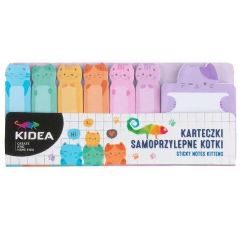 Karteczki samoprzylepne KIDEA kotki mix wzorów 7szt. /KASKAKA/