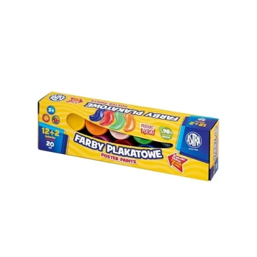 Farby plakatowe 14 kolorów 20ml ASTRA STANDARD BOX /301123045/