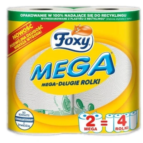 Ręcznik papierowy kuchenny celuloza 2-warstwowy FOXY mega długi 2szt.