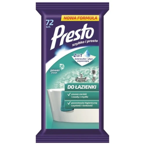 Ściereczki nawilżane do łazienek PRESTO 72szt. /HR-011460/