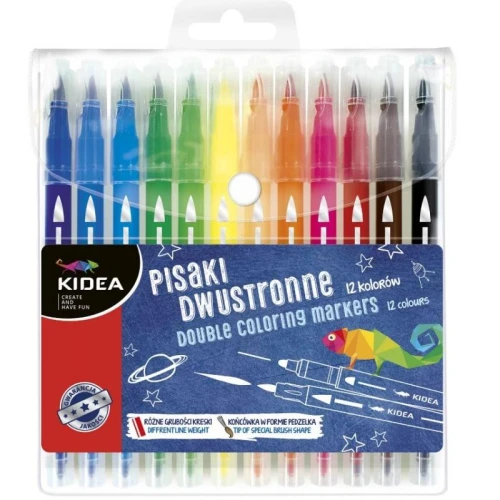 Pisaki dwustronne brush KIDEA 12 kolorów 12szt. /PDA12KA/