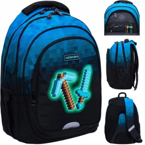 Plecak szkolny 3-komorowy ASTRABAG BLUE PIXEL 1szt.