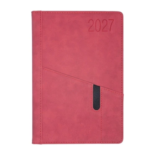 Terminarz A5 dzienny z registrami OPUS 2027 O.DIARY Saturn czerwony