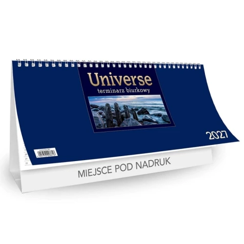 Kalendarz biurkowy stojący poziomy 29,5x15,5cm ze spiralką CRUX 2027 UNIVERSE MIX 1szt.
