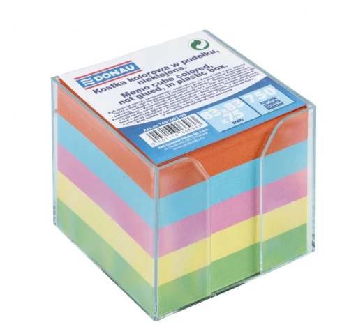 Kostka biurowa Donau kolorowa 83x83 mm 750 kartek w pojemniku