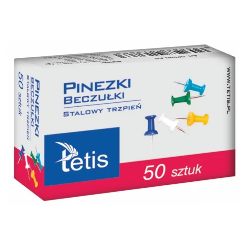 Pinezki beczułki Tetis GP100-AB kolorowe 50 sztuk