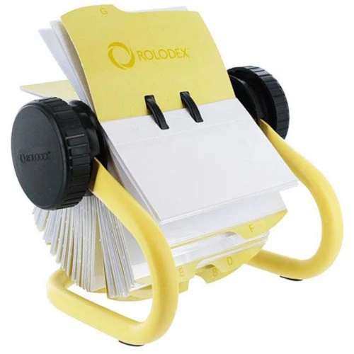 Wizytownik obrotowy Rolodex na 400 wizytówek 200 koszulek żółty