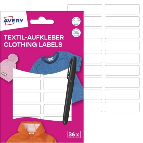 Naklejki na ubrania Avery Zweckform 46 x 13 mm białe 36 szt. + marker