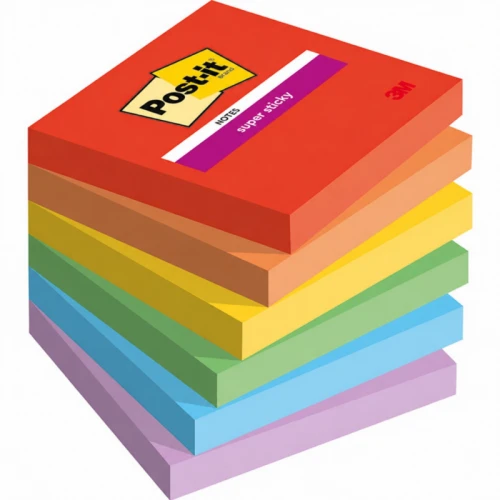 Notes samoprzylepny 76x76mm 6x90 kartek paleta PLAYFUL 3M POST-IT SUPER STICKY mix kolorów 12szt.