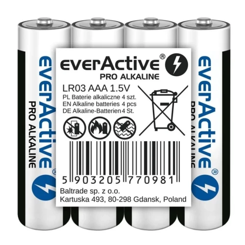 Bateria alkaliczna EverActive Pro Alkaline AAA LR03 1250 mAh 4 szt.
