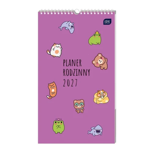 Kalendarz planer rodzinny Interdruk 2027 Kawaii 25 x 43 cm miesięczny