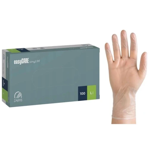 Rękawice winylowe bezpudrowe EasyCare Vinyl PF rozmiar L transparentne 100 szt