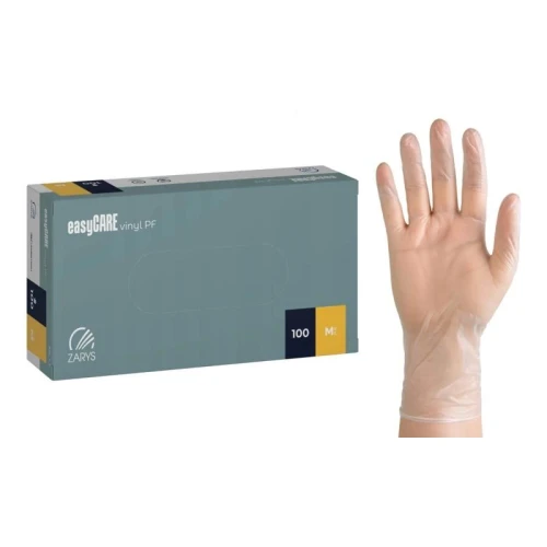 Rękawice winylowe bezpudrowe EasyCare Vinyl PF rozmiar M transparentne 100 szt.