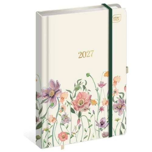 Terminarz tygodniowy Interdruk 2027 A5 Metallic Flowers z gumką 192 strony