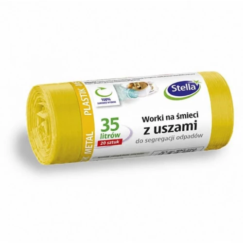 Worki na śmieci 35L 23µm LDPE STELLA do segregacji żółte 20szt.