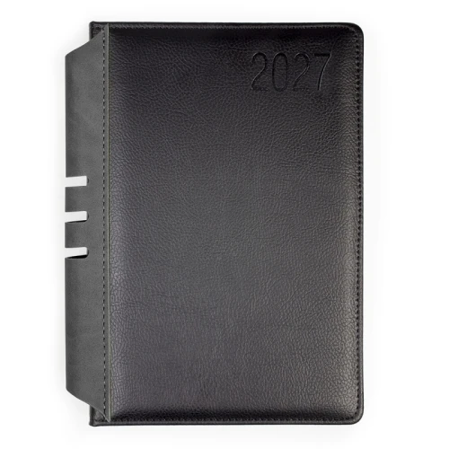Terminarz A5 dzienny z registrami OPUS 2027 O,DIARY Jowisz czarno-czarny